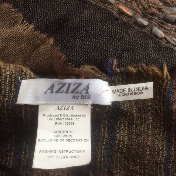 Aziza by Biz Wool Embroidered Boho Shawl Scarf One Size - Picture 4 of 6
